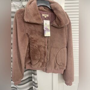 Mauve Fuzzy Zip Jacket